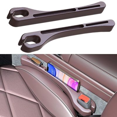 2PCS Car Seat Gap Filler,Gap Stopper Fill Gap Between Seat and Console,Built-in Recessed Storage Organizer,Universal for Most Cars Trucks SUVs to Stop Things from Dropping(Brown)