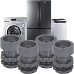 Pack of 4 Adjustable Anti-Vibration Washing Machine Support Pads,Floor Protection & Noise Reduction -for Appliances & Furniture, Rubber Leveling Feet Stabilizer