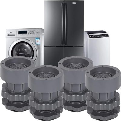 Pack of 4 Adjustable Anti-Vibration Washing Machine Support Pads,Floor Protection & Noise Reduction -for Appliances & Furniture, Rubber Leveling Feet Stabilizer